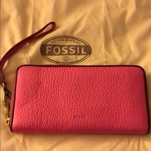 Emma RFID Large ZIP clutch (Neon Pink)